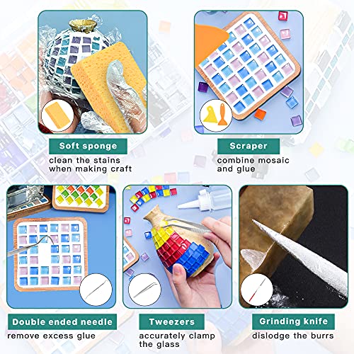 19 Pcs Mosaic Tools Kit, Tile Nippers Glass Mosaic Cutter for Stained Glass