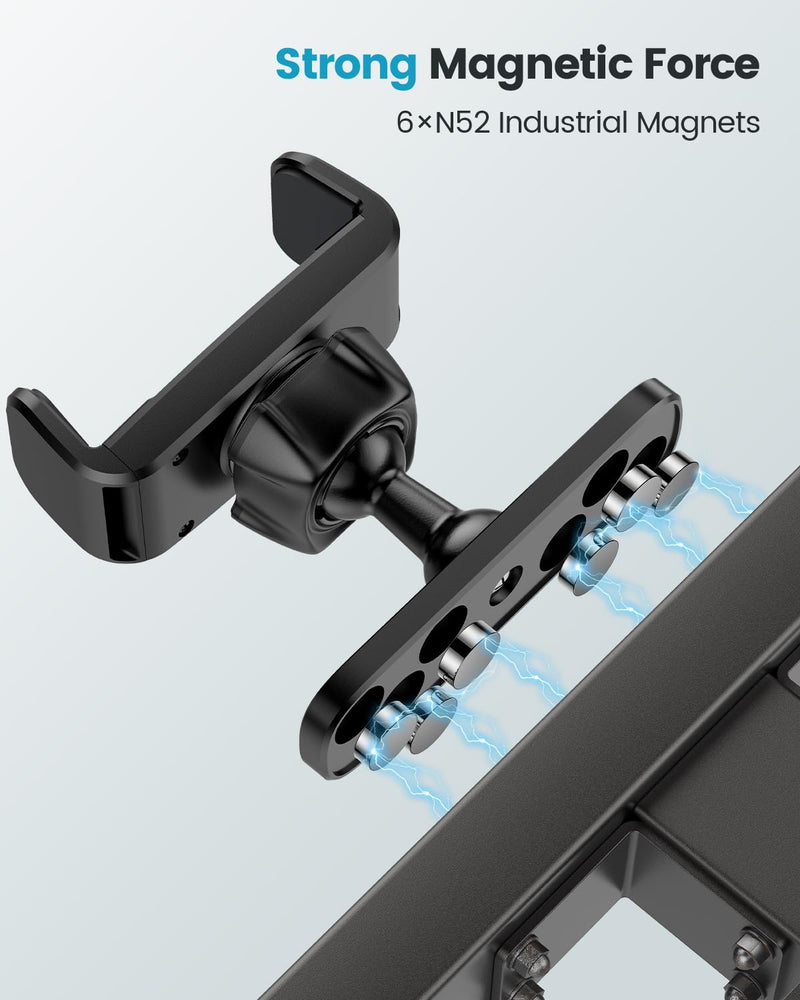 APPS2Car Gym Magnetic Phone Holder, 360 Adjustable, Compatible with 4.7-6.5" Smartphones, Alloy Base and Joint, Black Black - 1 Pack