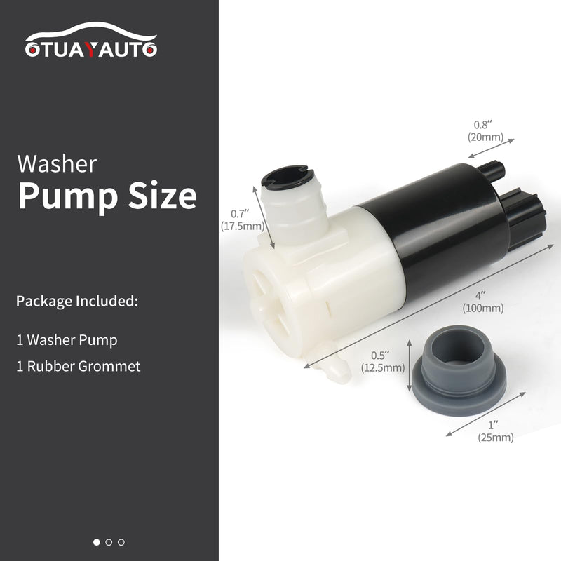 OTUAYAUTO Windshield Washer Pump - Replacement for Chrysler, Dodge RAM, Ford F150, Jeep, Lincoln Factory OE Style with Grommet OEM # 55077241AA, 05103452AA, 05011807AB, 05013160AA