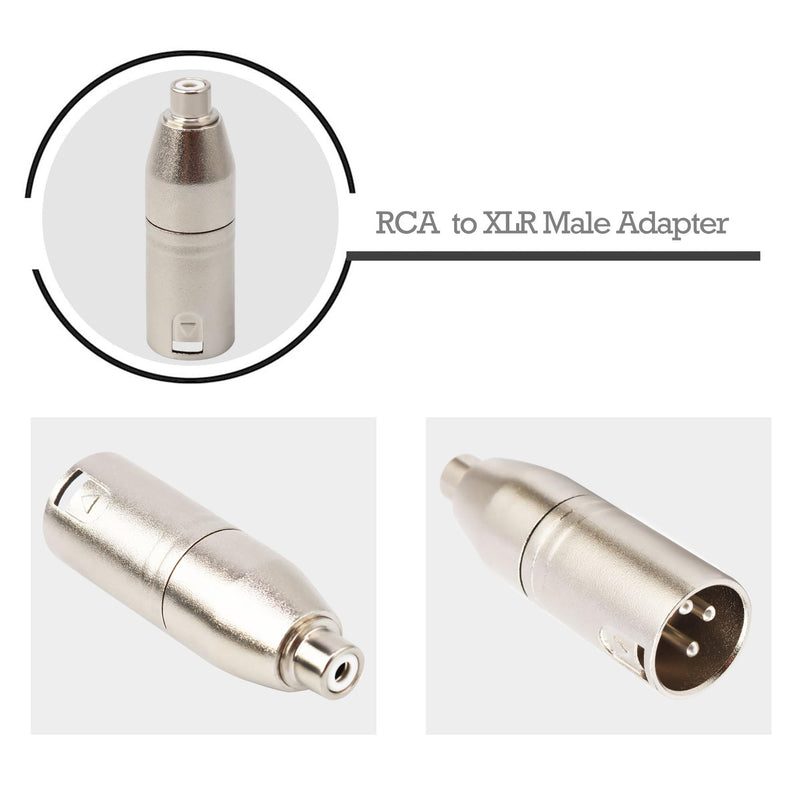 tisino Female RCA to XLR Male Adapter, XLR to RCA Converter Gender Changer Audio Coupler Connector - 2 PACK