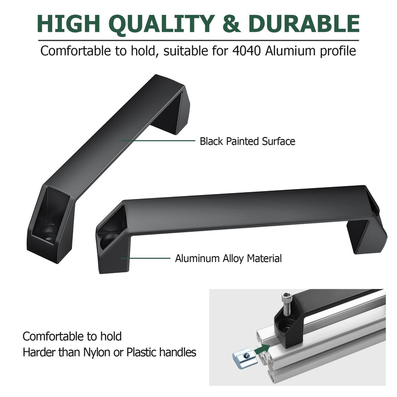 JiGiU 4-Pack 4040 Aluminum Handle Aluminium Alloy Rectangular Industrial Pull Handle 180mm Hole Distance for 40 Series European Standard Aluminum Extrusion Profile -Black 4040 Series