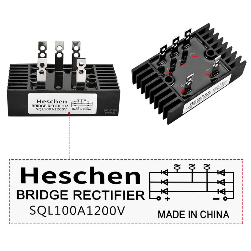 Heschen 3-phase bridge rectifier, SQL-100A, diode module 100A, 5 terminals