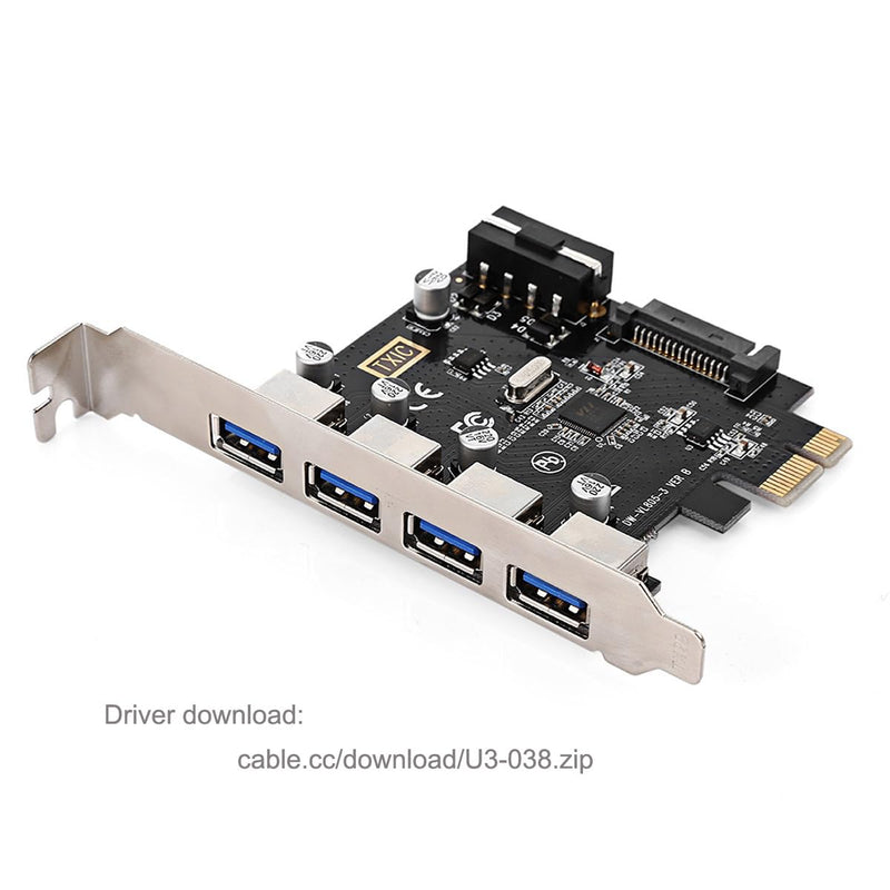 CY Card 4 Ports PCI-E to USB 3.0 HUB PCI Express Expansion Adapter 5Gbps for Motherboard 1x to USB3.0-4Ports