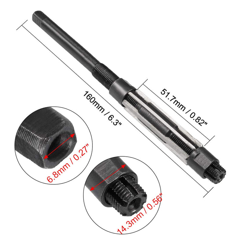 sourcing map 13.75-15.25mm Adjustable Hand Reamer HSS H8 6 Straight Groove Cutter