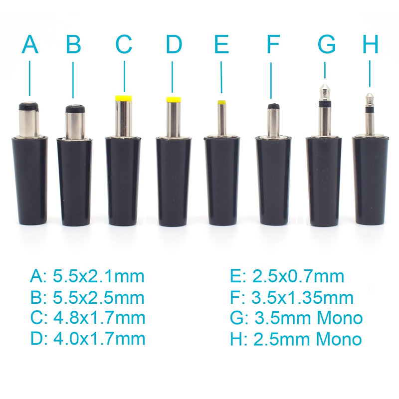 5PCS 3.5mm x 1.35mm DC Power Male Plug Solder,DC Power Male Solder Connector Adapter for DIY DC Cable,Repair,Replacement Black 1.35mm x 3.5mm