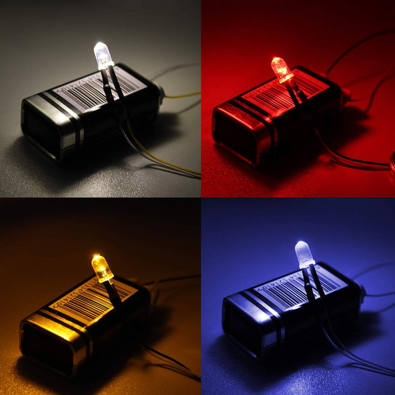 YIXISI 100 pieces pre-wired LED, diode light, 12V light, 5mm LEDs, 20cm (red, yellow, green, blue, white, 20 pieces each) multicolored - 100