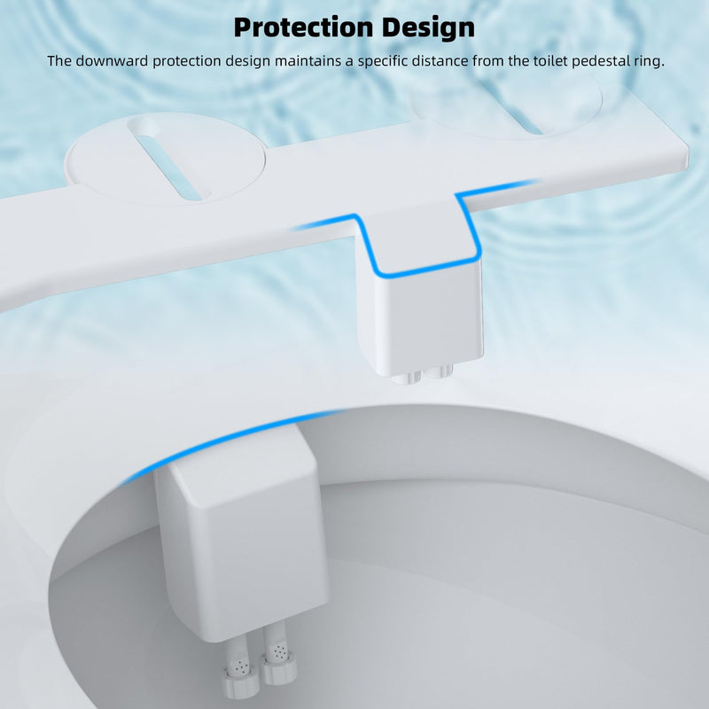 Hibbent Bidet Attachment for Toilet, Non-Electric Dual Nozzle for Frontal & Rear Wash, Adjustable Water Pressure Control, Fresh Water Bidet Toilet Seat, Self Cleaning Water Sprayer, Matte Black