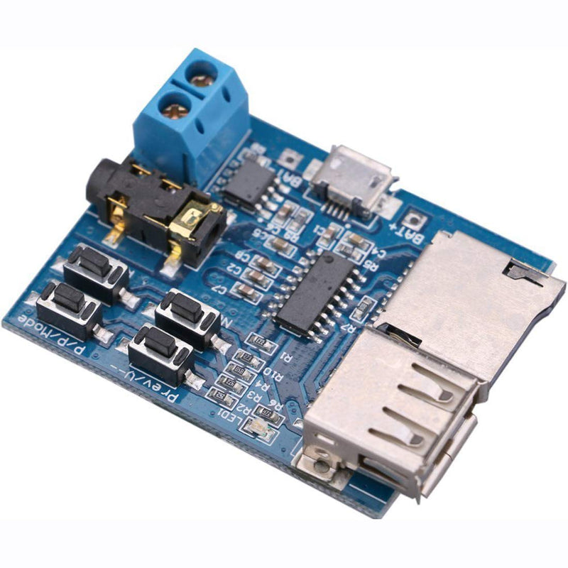 Hailege TF Card U Disk Play MP3 Decoder Player Module with Audio Amplifier Audio Decoding Player Module Micro USB 5V Power Supply Pack of 2