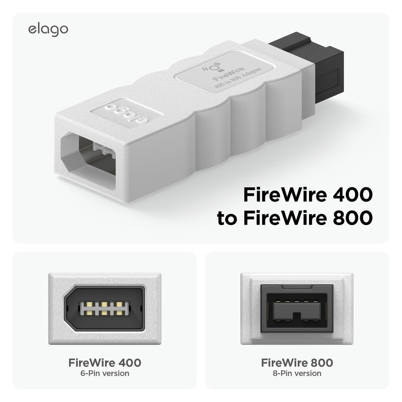 elago FireWire 400 to 800 Adapter (White) for Mac Pro, MacBook Pro, Mac Mini, iMac and All Other Computers White