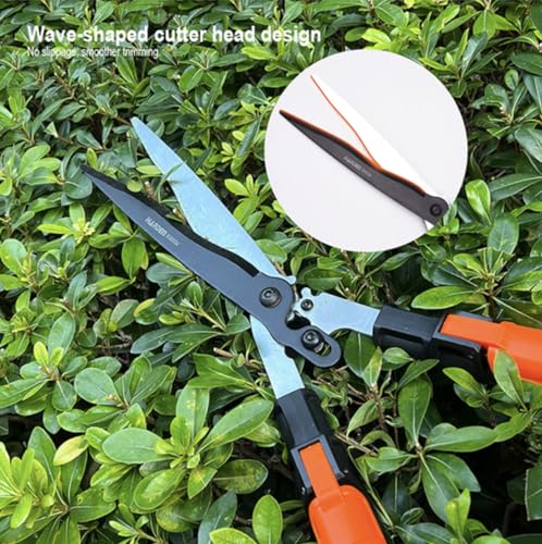 Edward Tools Pro Gear Lever Hedge Shears - 29” - 34” - Telescoping Extendable Handle with High Carbon Steel Teflon Coated Wavy Blade - Ergo Rubber Long Handle - Heavy Duty Gardening Tool