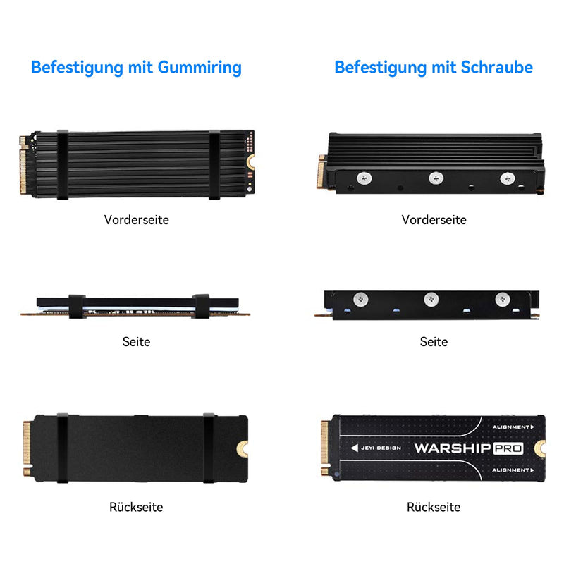 ELUTENG M.2 Heatsink for 2280 M.2 SSD, Aluminum Double-Sided with 4 Silicone Thermal Pads Suitable for PC/PS5/PS5 Slim Installation, M.2 PCIe NVMe/SATA SSD, Black For PC and PS5