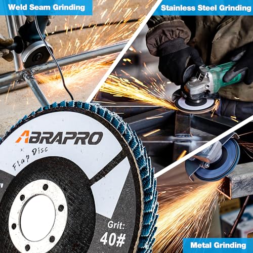 ABARPRO Flap Discs, 4-1/2-inch, Arbor Size 7/8-inch, T29 Zirconia Abrasive Grinding Wheel and Flap Sanding Disc, 40 Grit(10 Pack) 40 Grit - 10 Pack