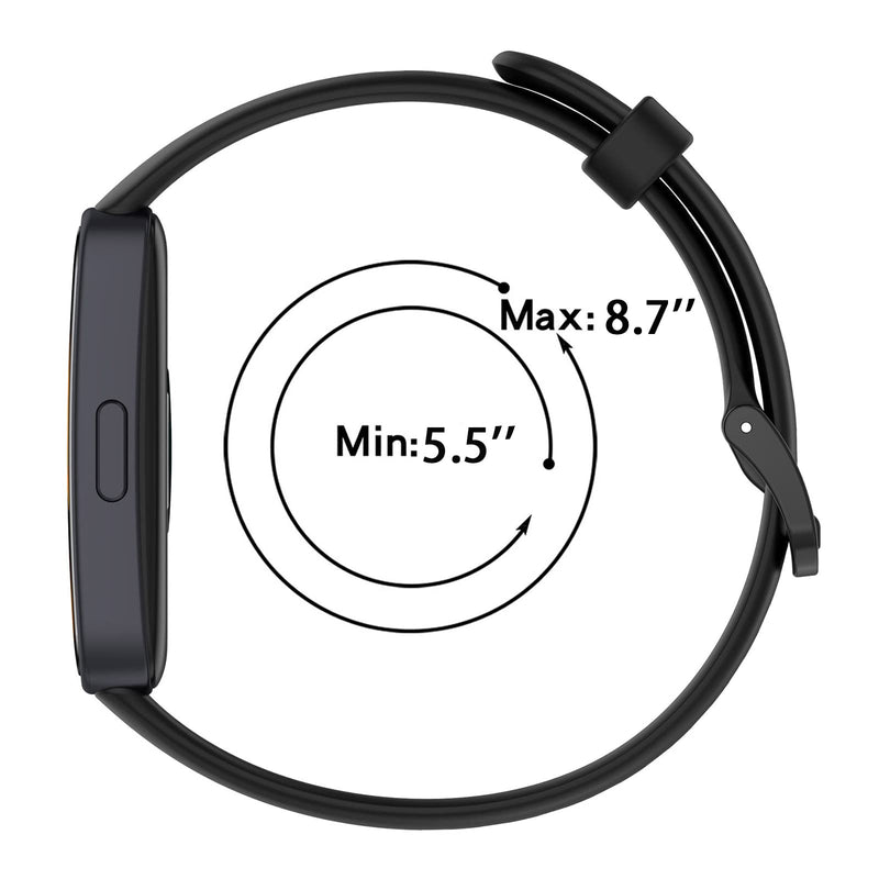 2 Pack Silicone Waterproof Replacement Bands Compatible with Huawei Band 9/Band 8 Black+Green