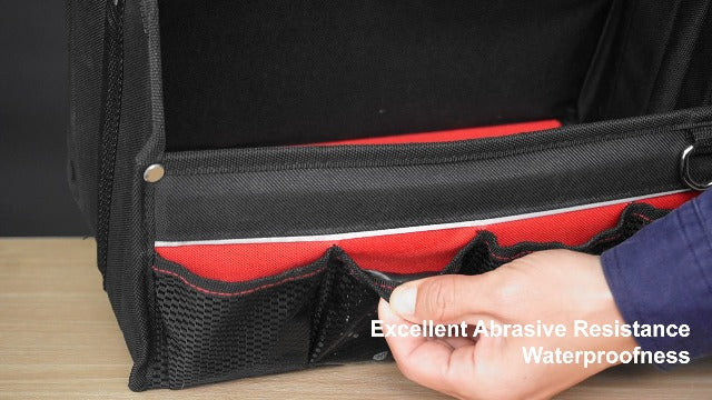 HAUTMEC 13 Inch Tool Bag, Foldable Open Top Tool Bag with Stiff Frame, Heavy-Duty Tool Tote with Padded Handle, Water-Resistant Base, Portable Tool Organizer for DIY & Jobsite Use – TB0001 13-Inch