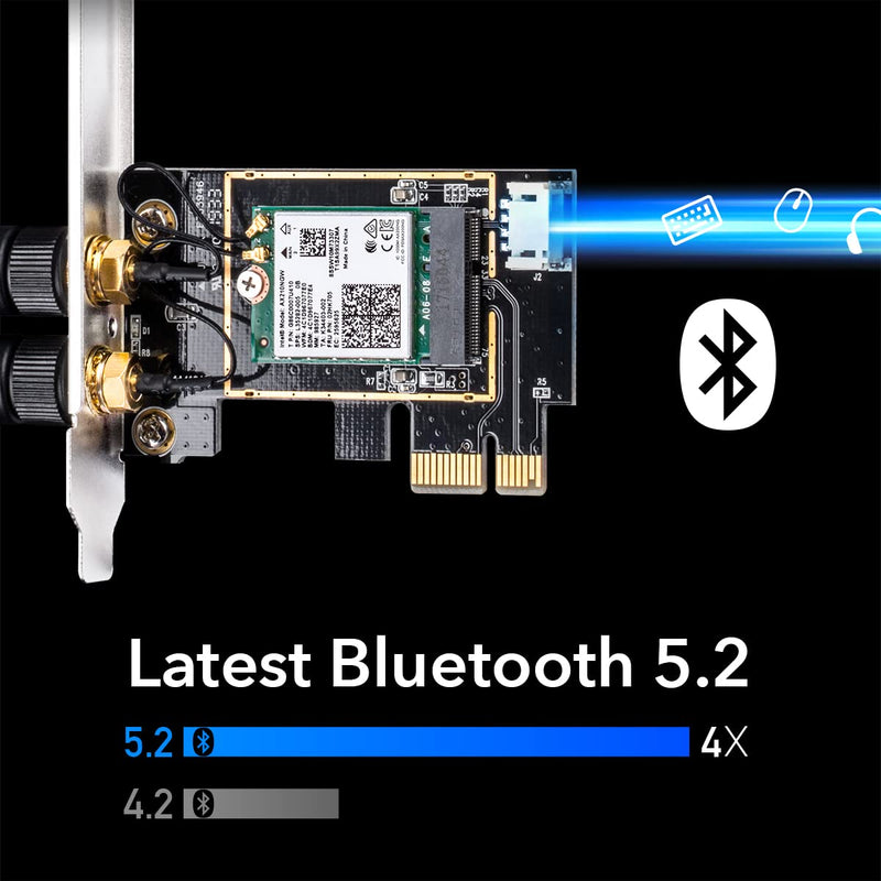 Cudy New AX3000 Wireless WiFi 6 PCIe Card for PC, Bluetooth 5.2, AX200, 3000Mbps WiFi 6 Speed, 802.11ax/ac/a/b/g/n, Windows 11, 10, WE3000
