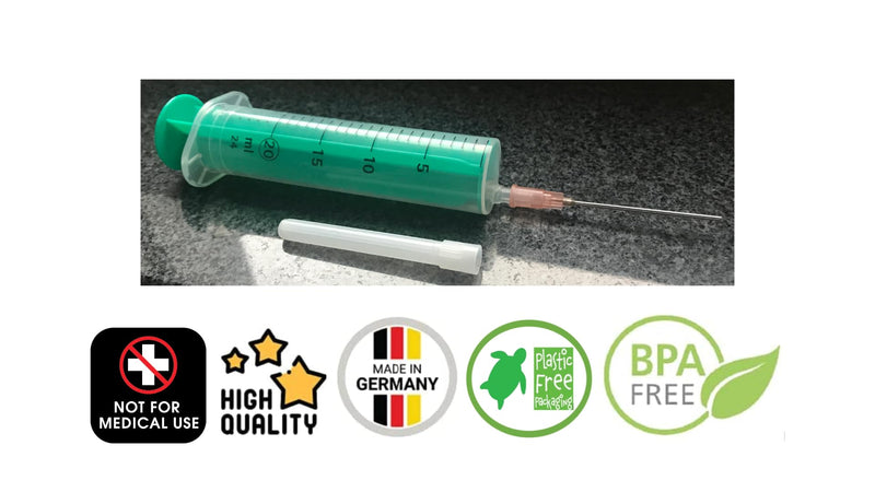 Set of 1, 2 or 3 Syringes 20 ml Laboratory Syringes Liquid Syringe Hobby Syringe with Blunt Needle/Cannula for E-Liquid Aroma Hobby and Home Work (Set 1 x 20 ml) Set 1x 20ml