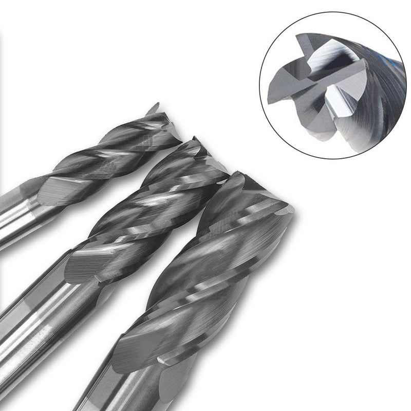 Afunta Drill Bits/End Mill with 4 Flutes 2-12mm (0.08-0.47") High Speed Steel Straight Shank Tool Set for Wood Aluminum Steel Titanium CNC Milling 10pcs
