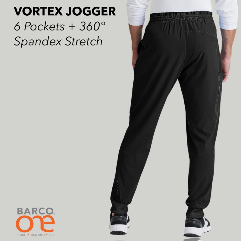 BARCO One Vortex Scrub Jogger for Men - Medical Cargo Pant, Eco-Friendly Fabric, 4-Way Stretch, Anti-Wrinkle Men's Scrub Pant Black X-Small