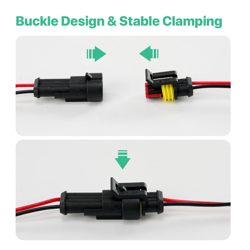 2 Pin Waterproof Electrical Connectors，18 AWG Male and Female Wire Connectors，12v Plug Connector，Suitable for Connecting Weak Current Lines Such As Cars, Motorcycles, and Ships(5 Pack)