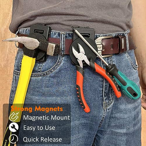 MUTUACTOR Magnetic Tool Holster Belt Clip - Heavy-Duty Non-Slip Holder for Hammers, Screwdrivers, Wrenches and Hardware Tools…
