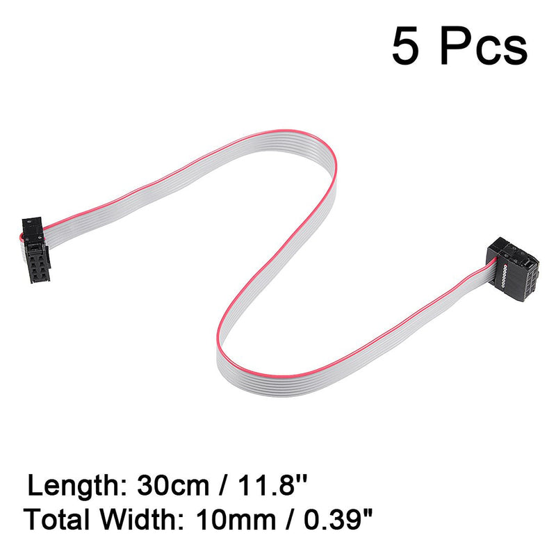 uxcell IDC 8 Pins Connector Flat Ribbon Cable Female Connector Length 30cm 2.54mm Pitch,5pcs