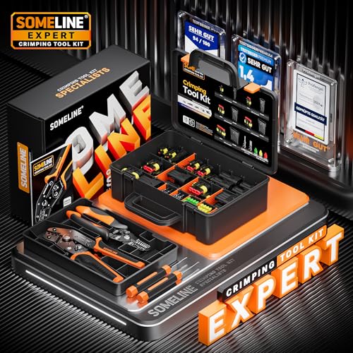 SOMELINE Waterproof Automotive Connector Crimping Tool Kit, 1/2/3/4/5/6 Pin 18 Types (1-6 Pin) + 3 Tools
