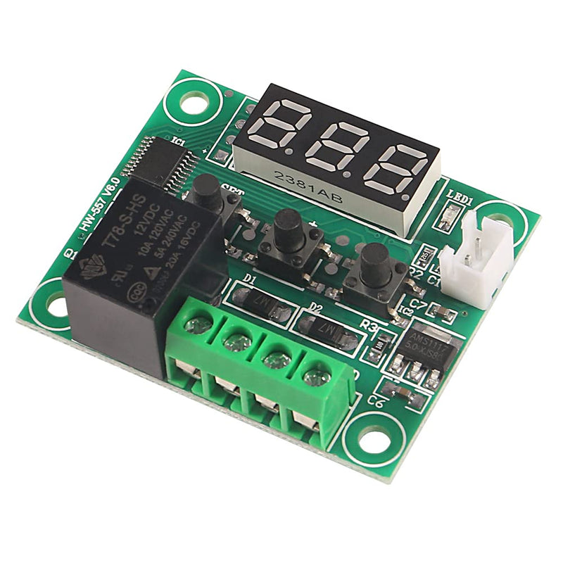 AITRIP 6 x LED Digital Thermostat DC 12 V - W1209 Heating/Cooling Temperature Control Switch Module with Waterproof 50 ~ 110 °C Sensor Probe + Transparent Acrylic Housing