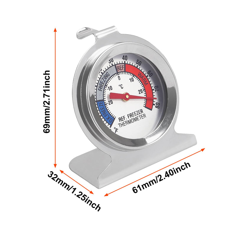 Refrigerator Thermometer Large Dial, Freezer Thermometer -30-30 Deg ℃/-20-80 Deg ℉, Fridge Thermometer by Stainless Steel, Thermometer for Fridge Suitable for Refrigerators and Freezers (10pcs) 10pcs