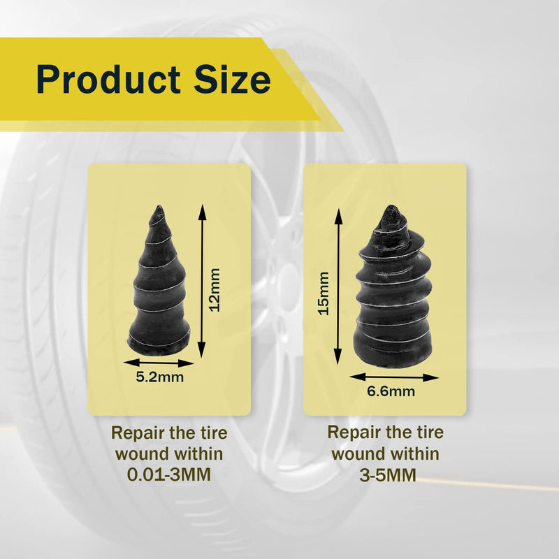 60PCS Tire Repair Rubber Nail, Vacuum Tire Repair Kits Spiral Rubber Nails, Tire Screw Plug Fast Tool Self Service Tire Repair Nail for car, Motorcycle, Truck, Tractor Tire Puncture Repair 60Pcs