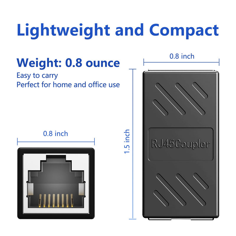 Jadaol [1000Mbps, High-Speed] RJ45 Coupler, Ethernet Extender Adapter for Cat7/Cat6/Cat5e, Female to Female LAN Connector for PC, Router, Modem, PS5, Xbox, Network Extension, 1 Pack, Black RJ45 1 pack