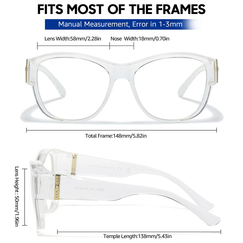 Anti Blue Light Glasses Over Prescription Glasses Fit Over Blue Filter Glasses for Computer/Reading/TV/Phone/Gaming Clear Frame