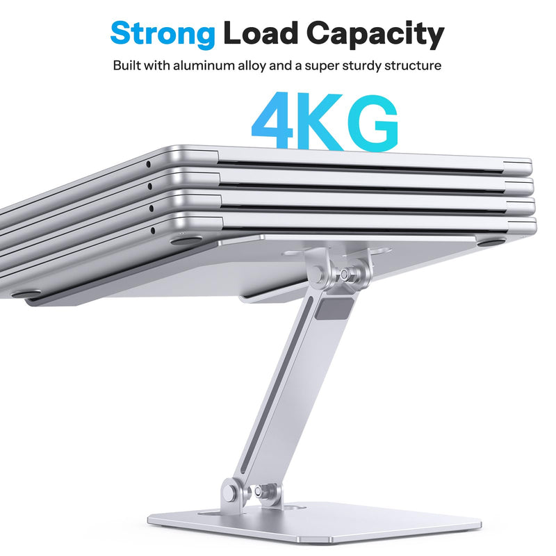 OMOTON Laptop Stand for Desk, Ergonomic Adjustable Computer Stand Aluminum Portable Desktop Laptop Riser Holder for MacBook Air Pro, Dell, HP and All Tablets Up to 15.6", Glossy Silver