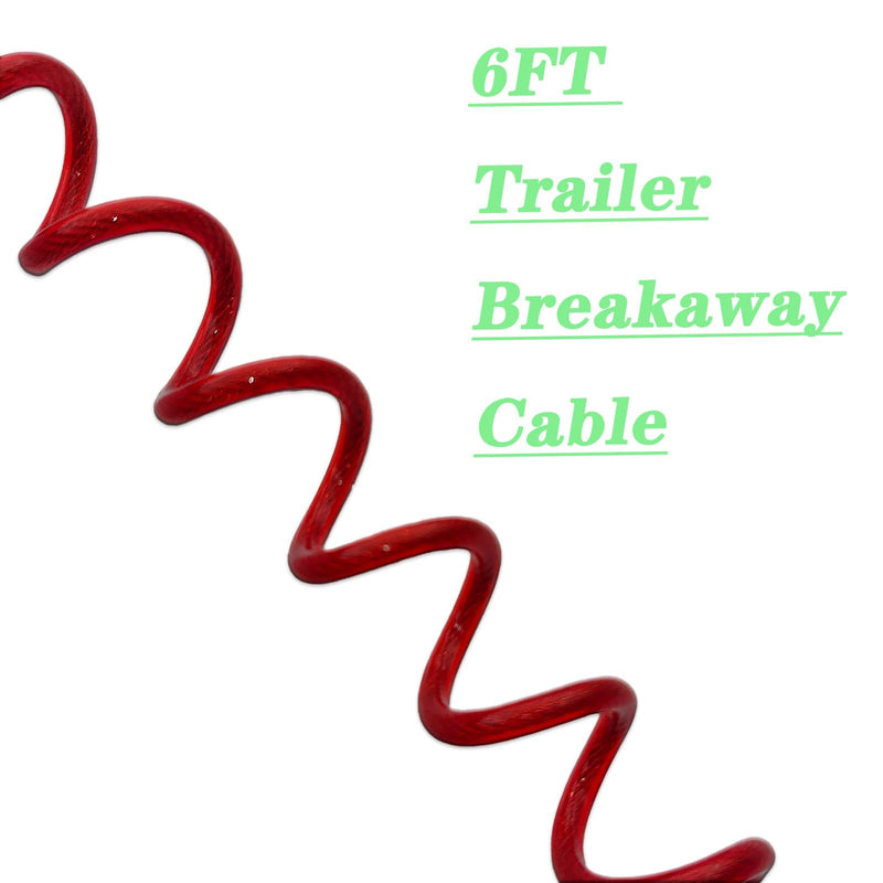 6FT Trailer Breakaway Coiled Cable, Trailer Brake Away Cable, Trailer Breakaway Safety Cable, Spring Towing Coiled Wire for RV Trailer Emergency Camper Breakaway Switch 6FT 1 Pack