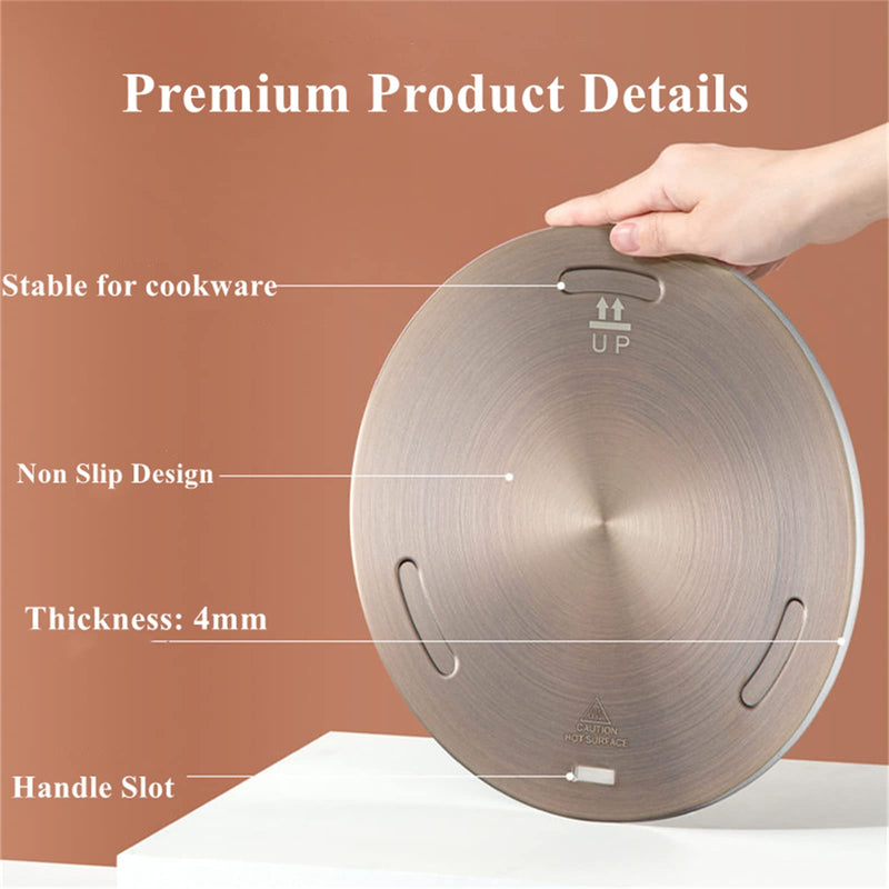 Heat Diffuser for Gas Stove, induction Cooktop Stove Adapter Plate, Induction Plate Converter Disk with Removable Handle for Cookware Accessories 9.45inch 9.45 inch Rose Gold