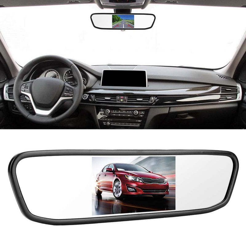 Car HD Rearview Mirror Monitor,4.3in Car HD Rearview Mirror Monitor 8LED Waterproof Night Vision Reversing Camera