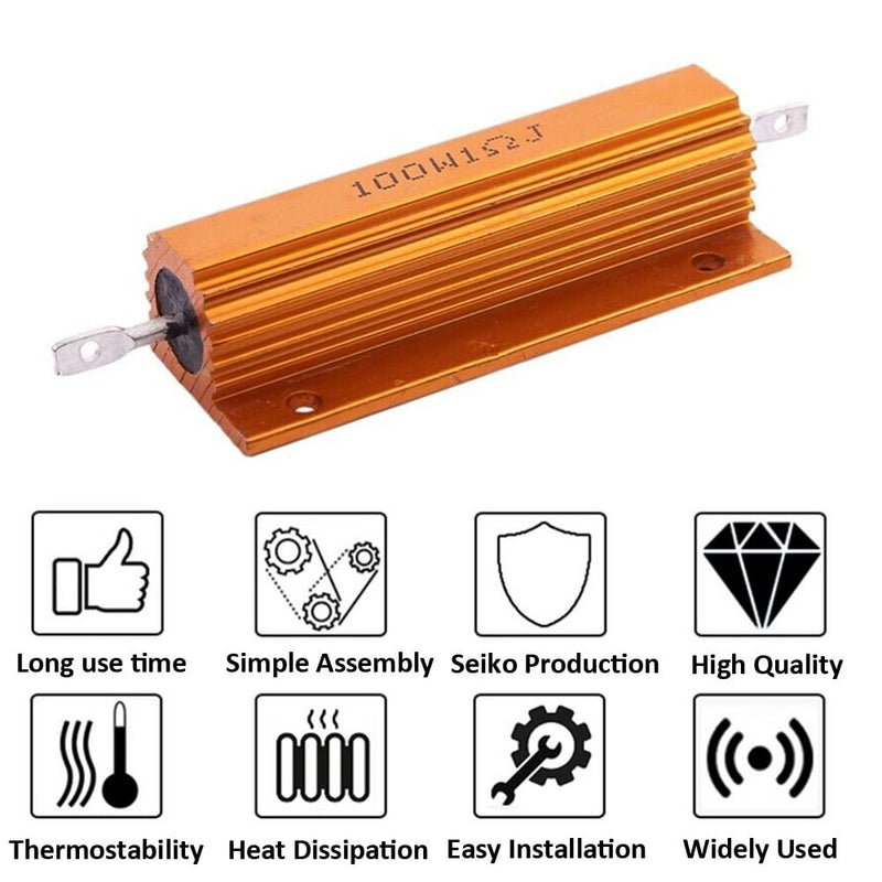 ETOPARS 3 Pcs 100W 8 Ohm 5% Aluminum Housing Wire Resistor Load Resistors Tap Resistor Chassis Mounting Wirewound Golden Housing Resistor 8 Ohm 100W Gold 100W
