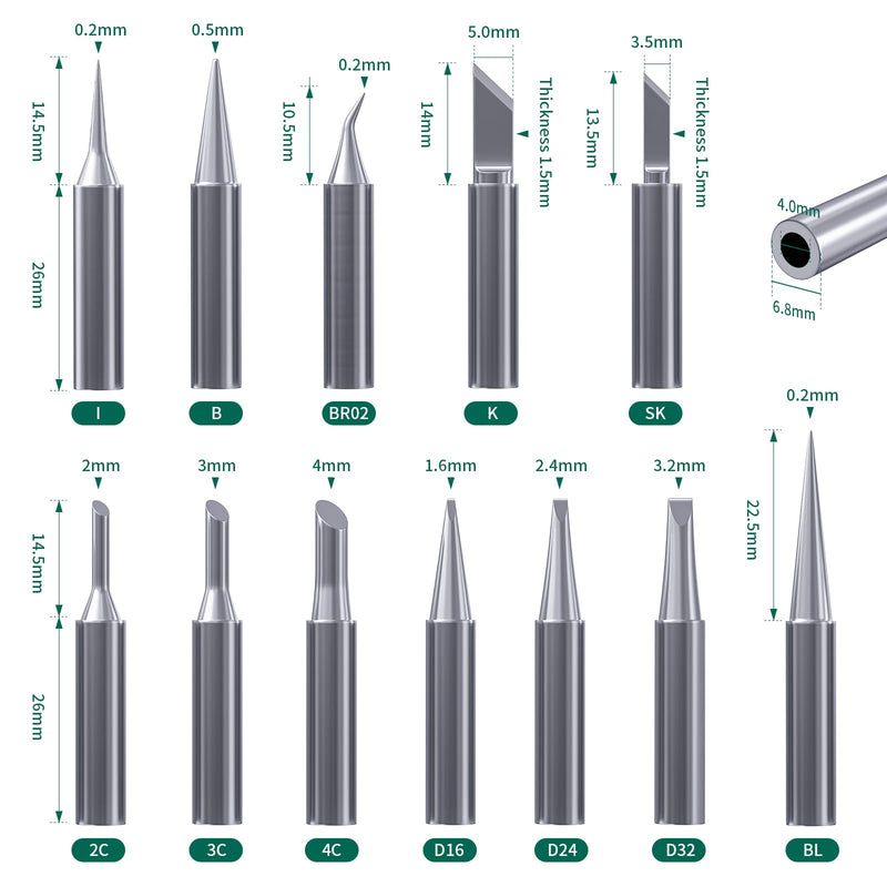 HANGLIFE T18 Soldering Iron Tips with Tip Holder for Hakko FX-888D FX-888 FX8801 FX-600, and More Soldering Stations/Guns - Replacement Solder Tips for Welding Equipment & Accessories (12 pcs) Kit 1 With Holder