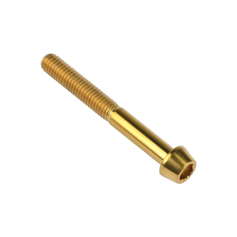Titanium Ti M6 x 10 16 18 20 25 30 35 40 45 50 55 60 65mm Allen Hex Screw Socket Cap Tapered Bolt Pack of 4 (M6X50mm, Gold) M6X50mm