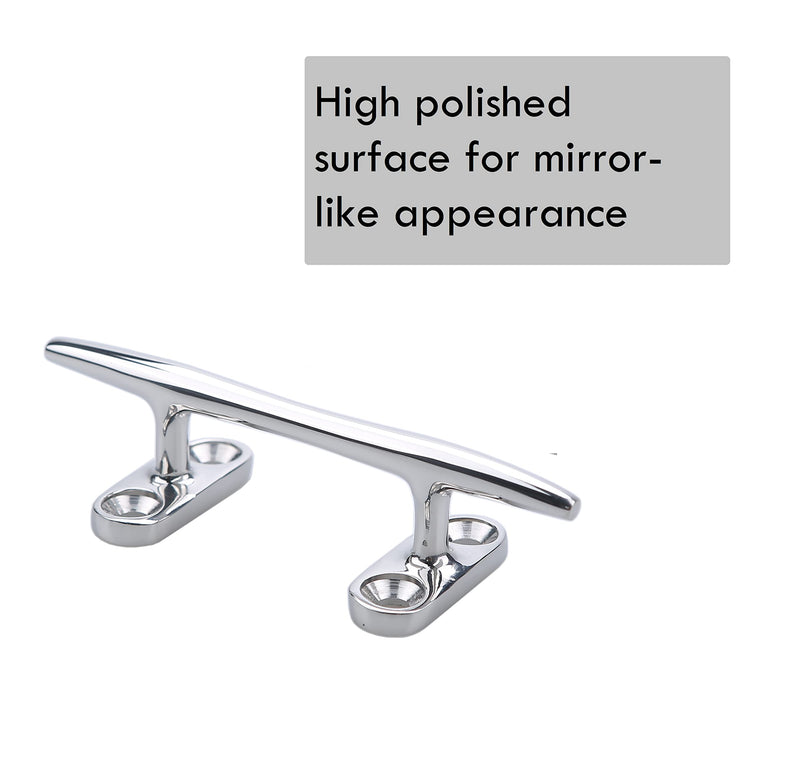Thorn Boat Dock Cleat -4in 5in 6in 8in 316 Marine Grade Stainless Steel Open Base Design with Mounting Hardware | Heavy-Duty Mooring Cleat for Boats, Pontoons & Docks Sliver-4 in-2pcs