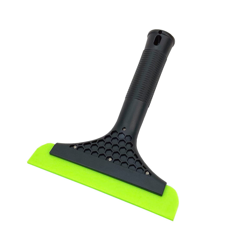 Super Flexible Silicone Squeegee, Auto Water Blade, Water Wiper, Shower Squeegee, 5.9'' Blade and 7.5'' Long Handle, for Car Windshield, Window, Mirror, Glass Door, Black Green