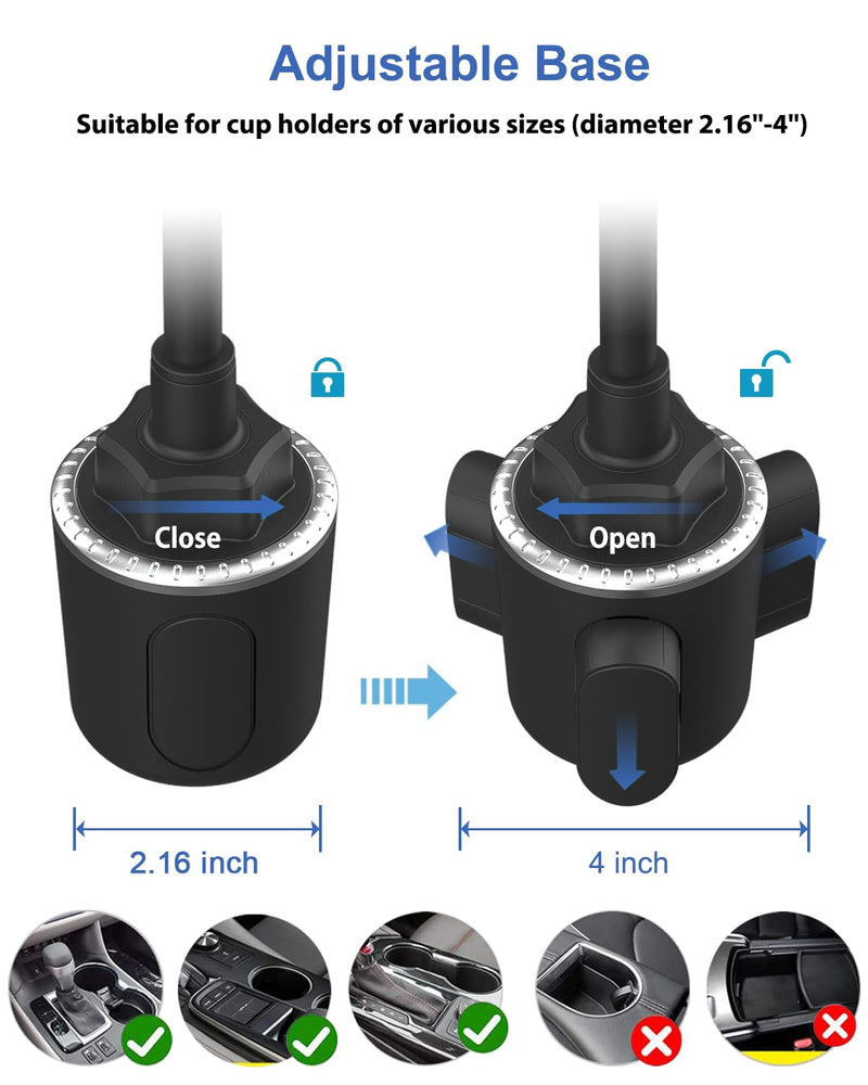 Gooseneck Car Cup Holder Tablet Mount, Truck Tablet Holder Cupholder Mount [Flexible Stable Long Arm] for 4-12.9" Tablets & Phones, iPad Pro/Air/Mini, Galaxy Tab, Huawei, iPhone Series