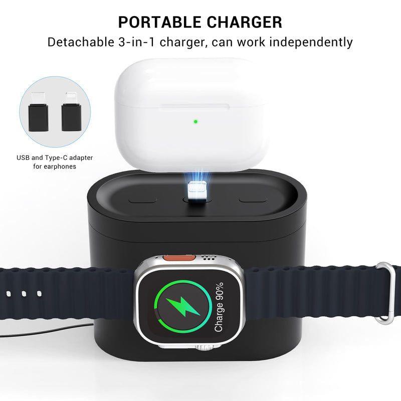 3 in 1 Charging Station for iPhone, Alarm Clock, Night Light, Wireless Charger for iPhone 15 14 13 12 11 X Pro Max & Apple Watch - Charging Stand Dock for AirPods