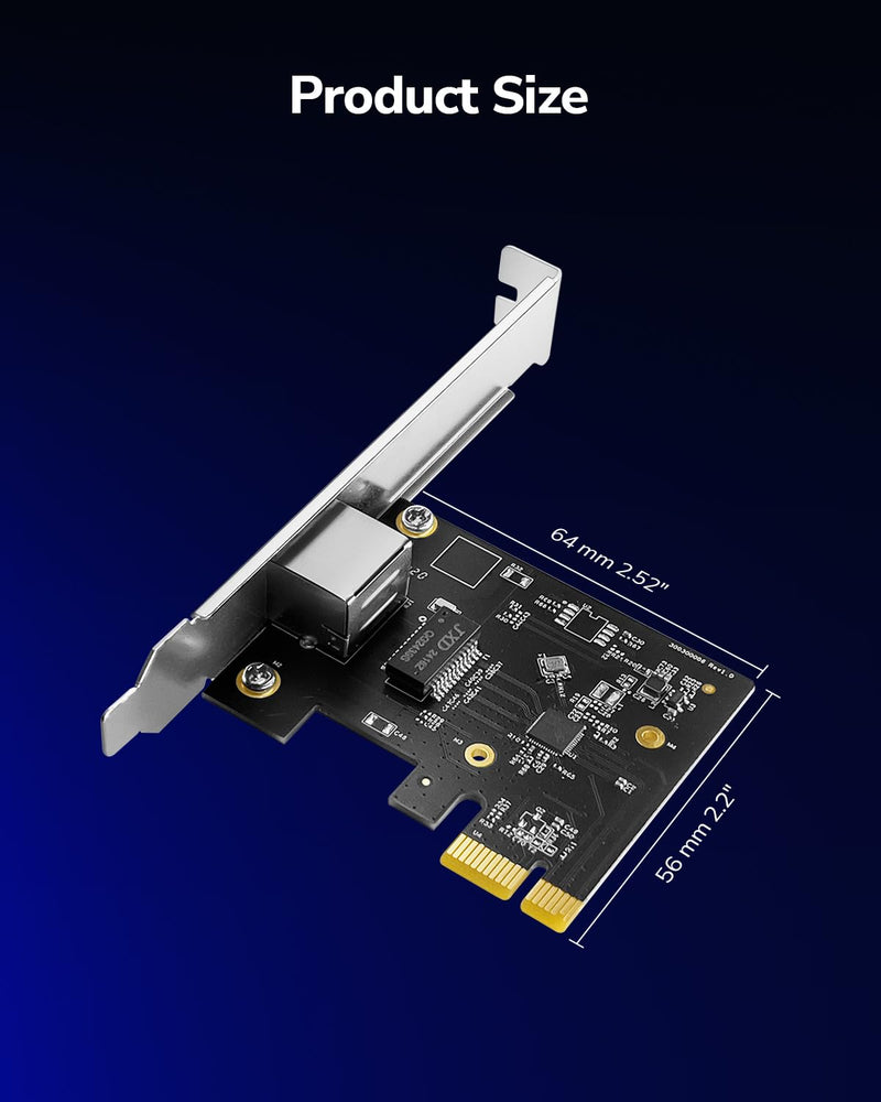 Cudy 2.5Gbps PCI Express Network Adapter, 2.5GBase-T PCIe Card, RTL8125 NIC, Wake on LAN, Flow Control, Low Profile Bracket, Windows 11/10 /8/8.1/7, Windows Server 2012, 2008, Linux PE25