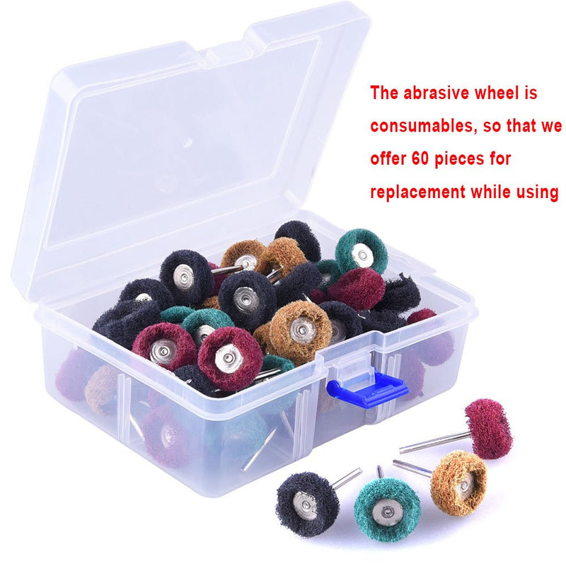 SIQUK Pack of 60 Abrasive Polishing Discs Scouring Sponge Polishing Disc Grit 120 180 320 400 for Dremel Rotary Tools