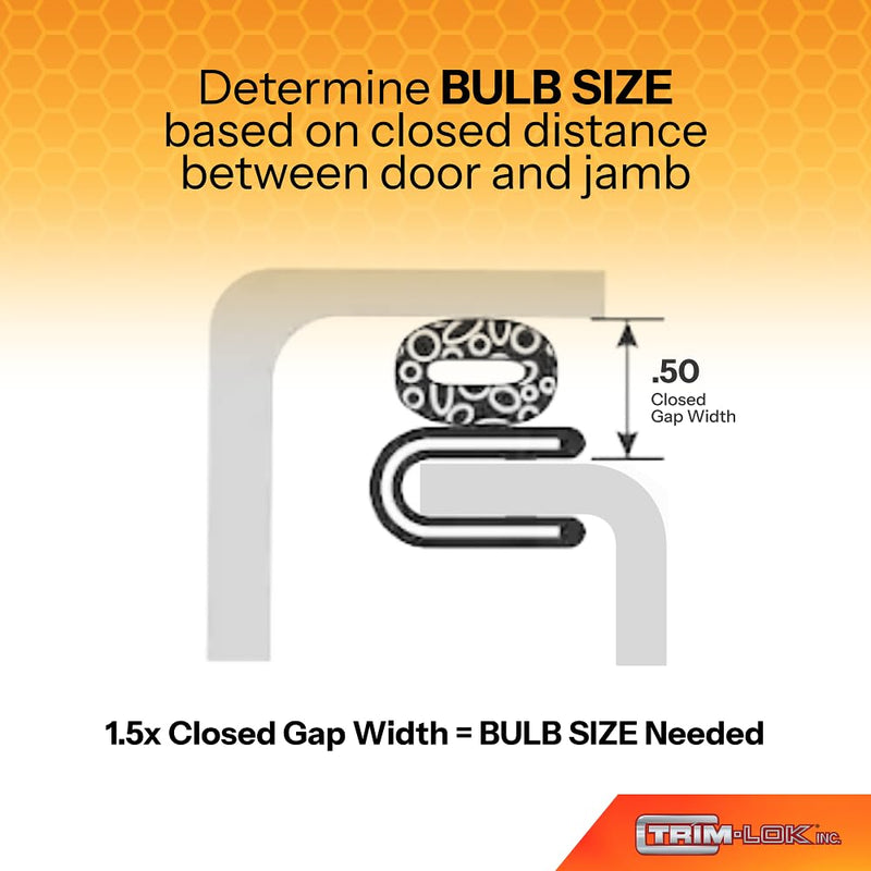 TRIM-LOK Trim Seal, Edge Trim with Side Bulb, Fits 0.437-Inch Bulb, 3/16-Inch Edge, 17/32-Inch Leg, 25-Foot Length, Black Pebble Finish, Flexible PVC Plastic Trim with EPDM Rubber Weather Stripping 0.437" Bulb, 3/16" Edge, 17/32" Leg, 25 Feet