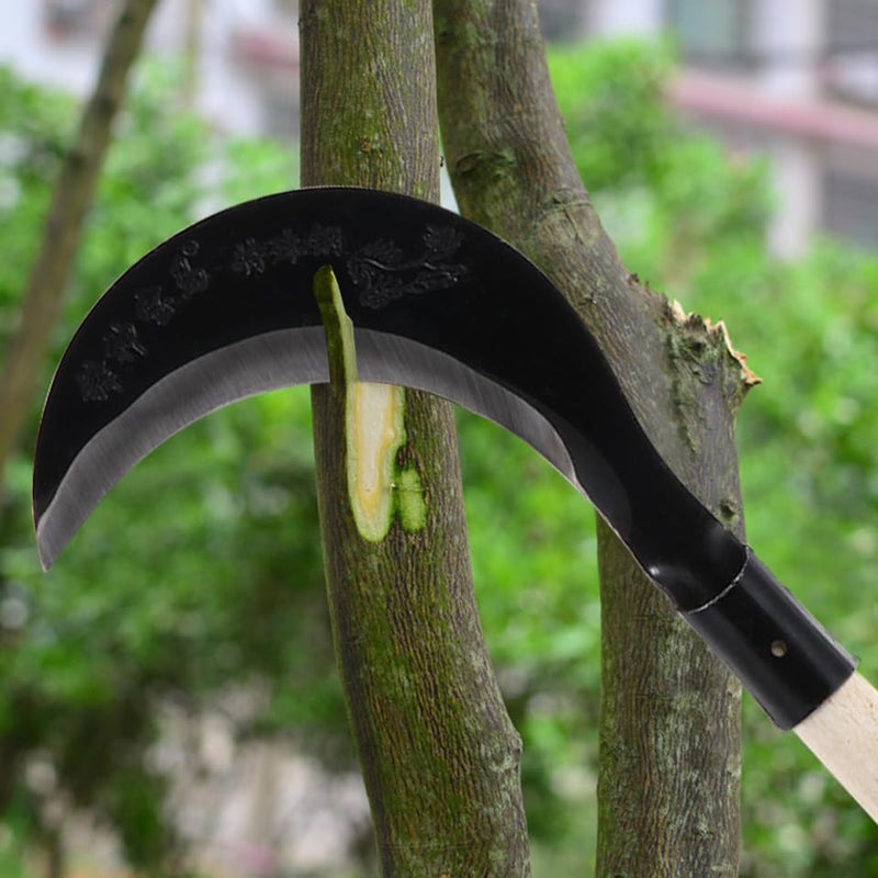 Yardwe Gardening Grass Manganese Steel Long Handle Weeding Tool for Easy Cultivation Sharp and Durable Hand Scythe with Comfortable Grip for Weeding