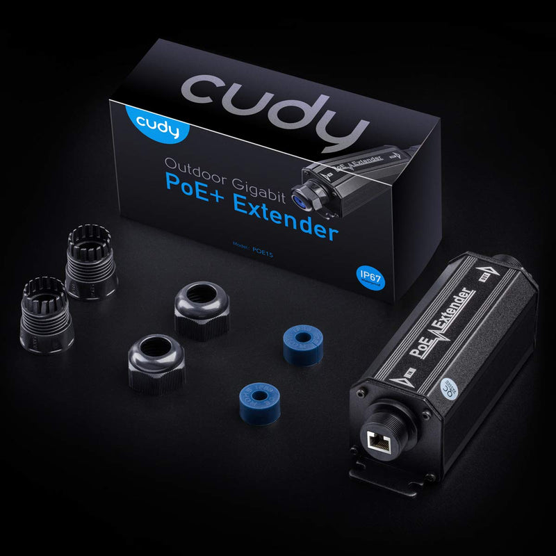 Cudy POE15 Gigabit Outdoor Waterproof IP67 PoE Extender, 10/100/1000Mbps, Repeater, Amplifier, BOE, Wall Mount, IEEE 802.3at/802.3af