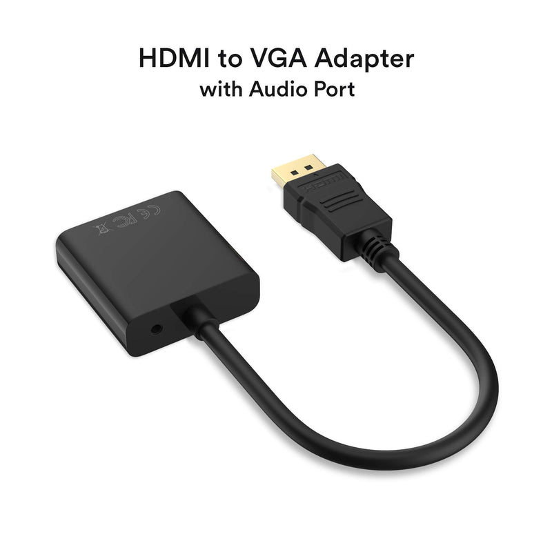 HDMI to VGA 1080P, HDMI Male to VGA Female with Audio for Laptop,pc,Desktop,TVbox,Xbox ,PS3,PS4 etc ---Black