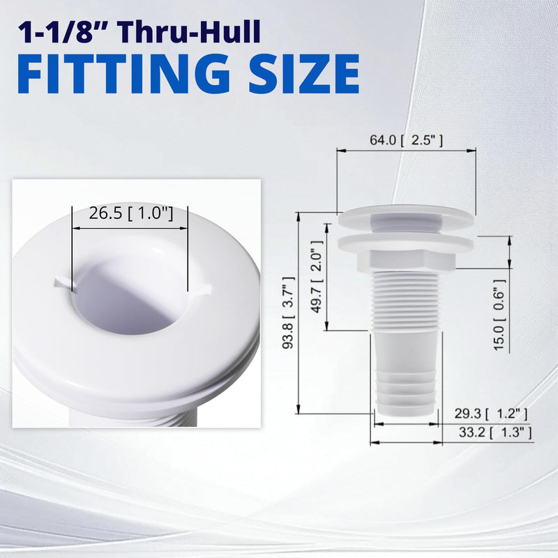 HXH Bilge Pump Hose, Installation Kit, 1-1/8 Inch Dia,6 FT Premium Quality Kink-free Flexible PVC Hose, Stainless Steel Hoop*2 and Thru-Hull Fitting 1-1/8inch Hose