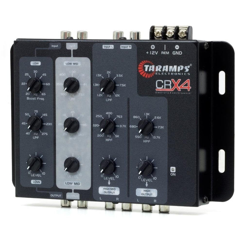 Taramps Crx4 Electronic 4 Way Crossover Rca Channels 8 Volts Rms Car Audio Processor Stereo Equalizer Great for Low/High with Bass Boost, Compact Size Standard Packaging